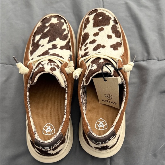 Ariat Cow Hair Print Hilo Slip On Suede Shoes Women 7.5 NEW - Picture 2 of 10